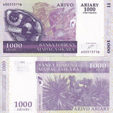 Madagascar 1000 Ariary 2004 P 89 c UNC LOT 5 PCS