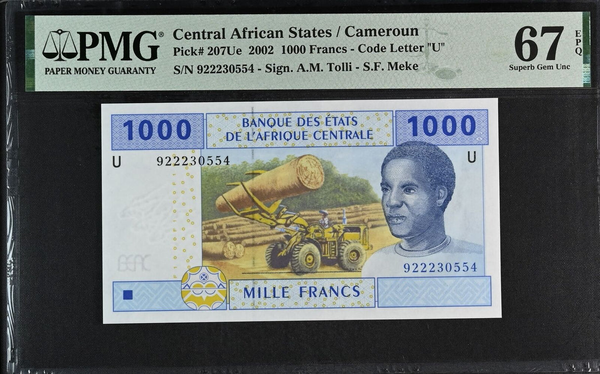 Central African States Cameroun 1000 Fr. 2002 P 207Ue Superb Gem UNC PMG 67 EPQ