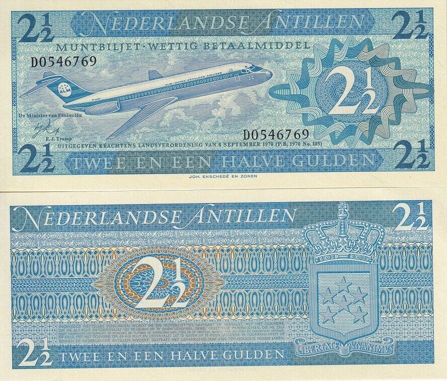 Netherlands Antilles 2 1/2 Gulden 1970 P 21 UNC