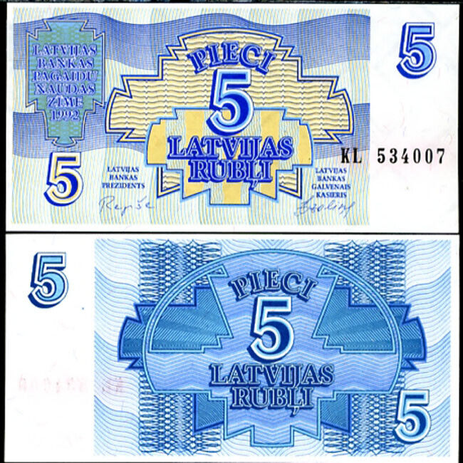 Latvia 5 Rubles 1992 P 37 UNC