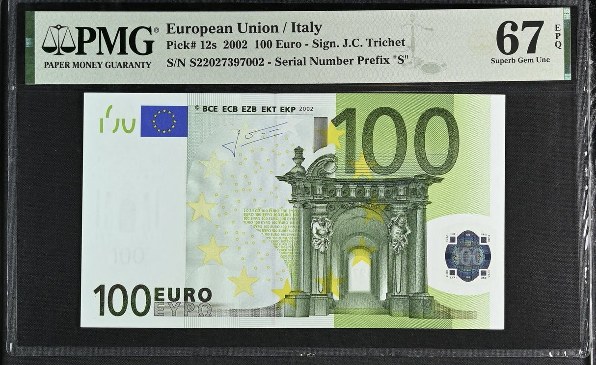Euro 100 Euro Italy 2002 P 12 s Superb Gem UNC PMG 67 EPQ High