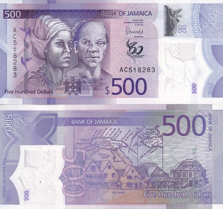 Jamaica 500 Dollars 2022 / 2023 P 98 NEW Polymer Aunc