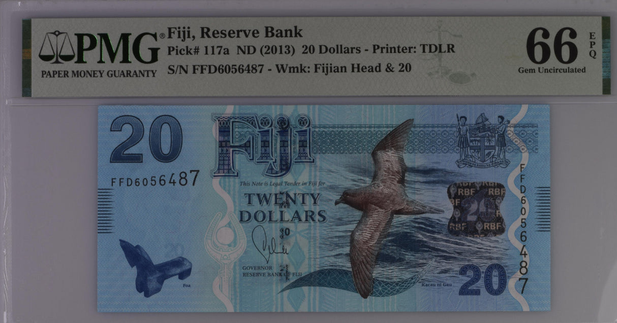 Fiji 20 Dollars ND 2013 P 117 a GEM UNC PMG 66 EPQ