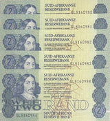 South Africa 2 Rand ND 1978-1980 P 118 d AUnc LOT 5 PCS
