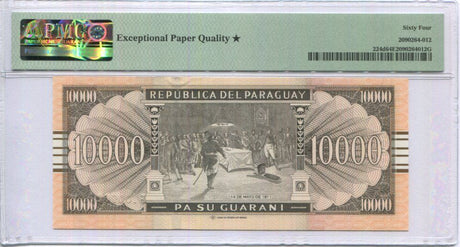 Paraguay 10000 Guaranies 2010 P 224 d Chioce UNC PMG 64 EPQ Extra Star