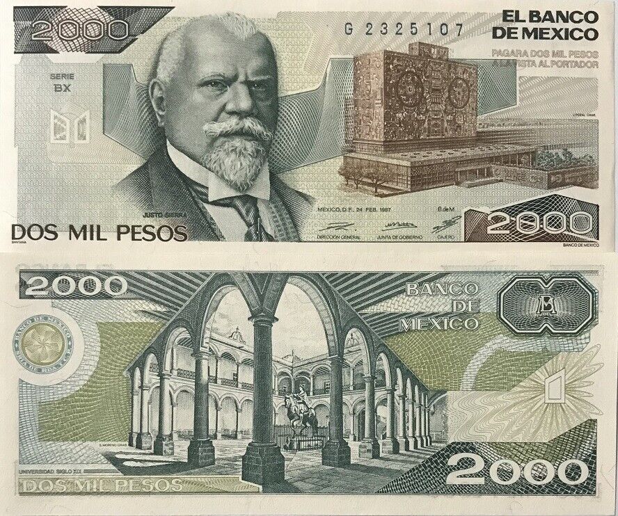 Mexico 2000 Pesos 1987 P 86 b AUnc