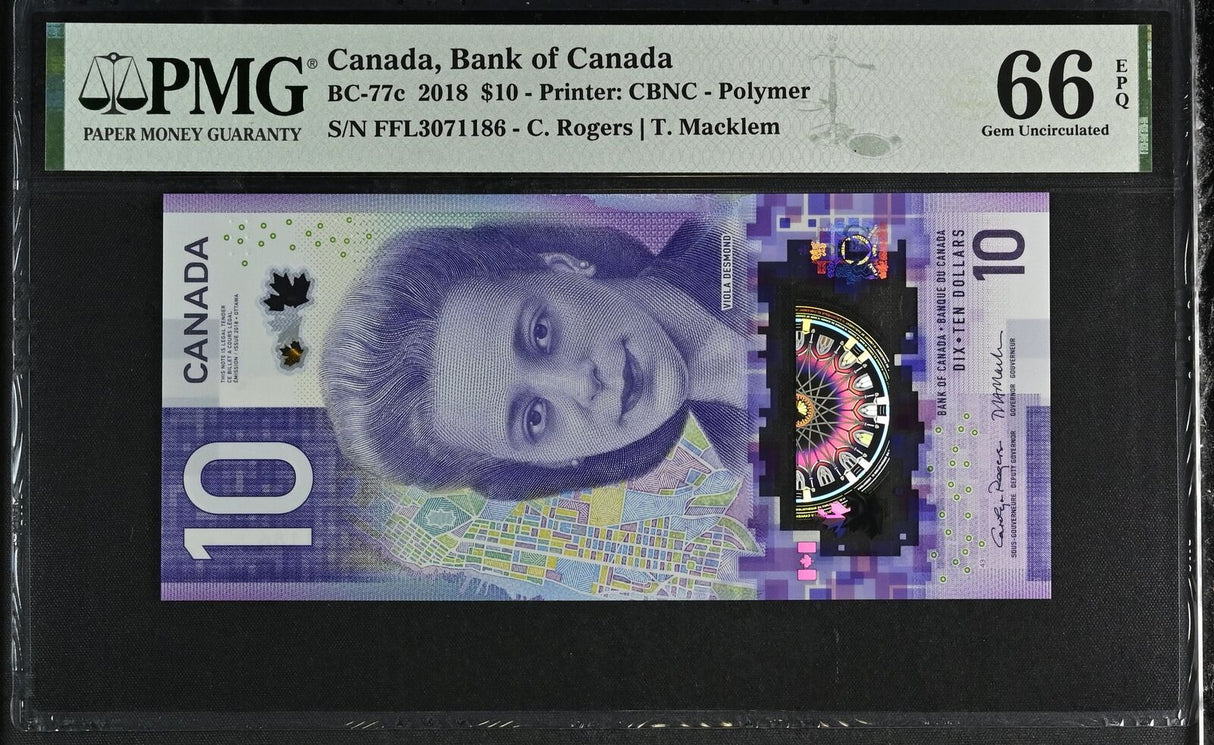 Canada 10 Dollars 2018 P 113 Polymer Rogers Macklem Gem UNC PMG 66 EPQ