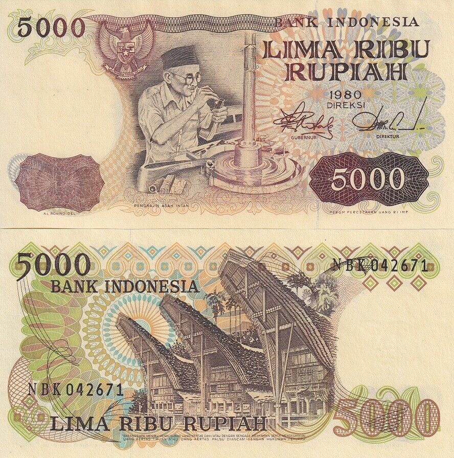 Indonesia 5000 Rupiah 1980 P 120 AUnc