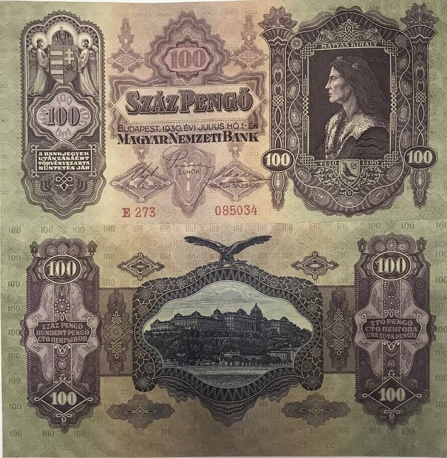 Hungary 100 Pengo 1930 P 98 AUnc
