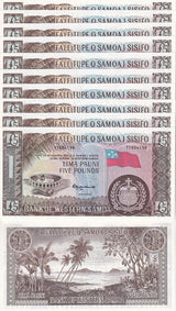 Western Samoa 5 Pounds ND 1963 / 2020 P 15CS UNC LOT 10 PCS