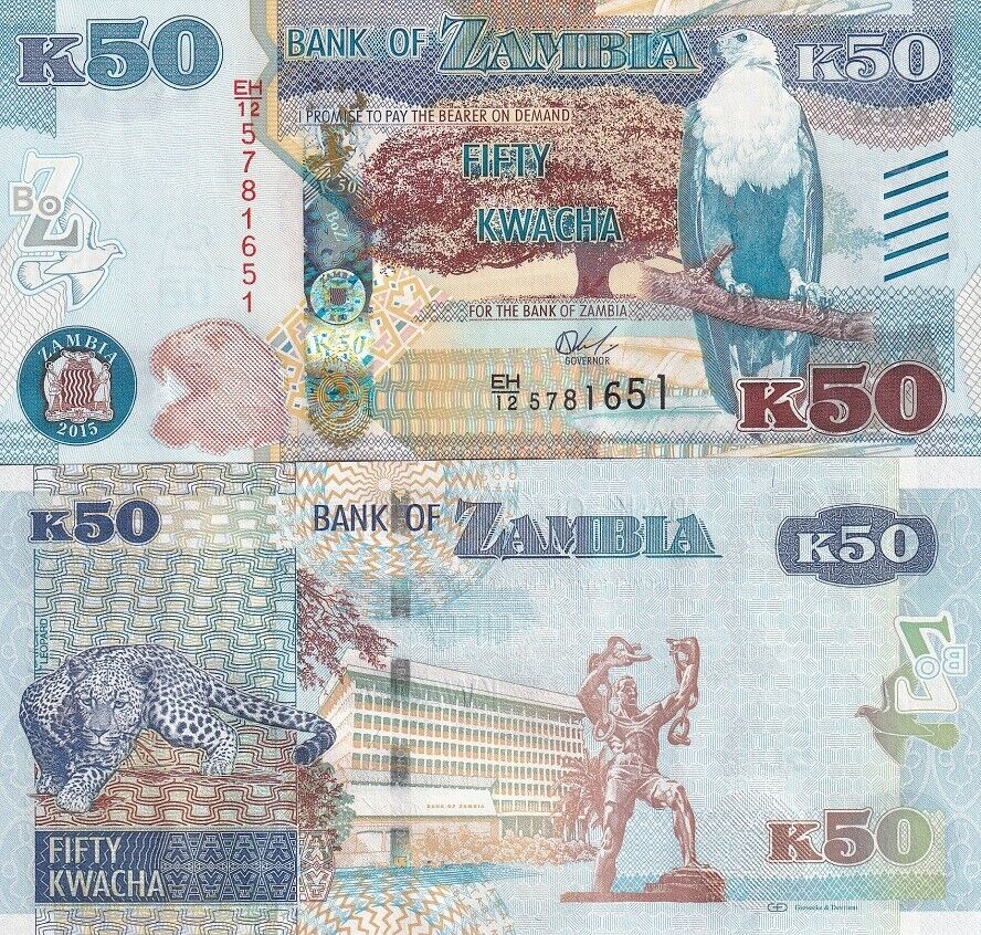 ZAMBIA 50 KWACHA 2015 P 60 UNC