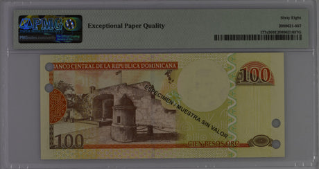 Dominican Republic 100 Pesos 2010 P 177 s3 SPECIMEN Superb Gem UNC PMG 68 EPQ