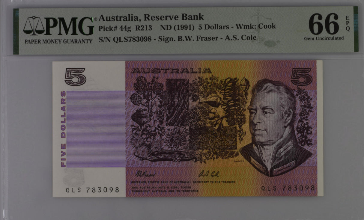 Australia 5 Dollars ND 1985 P 44 g GEM UNC PMG 66 EPQ