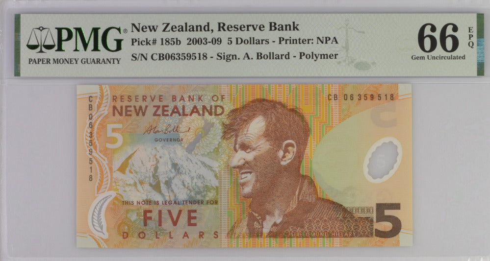 New Zealand 5 Dollars 2006 P 185 b Gem UNC PMG 66 EPQ