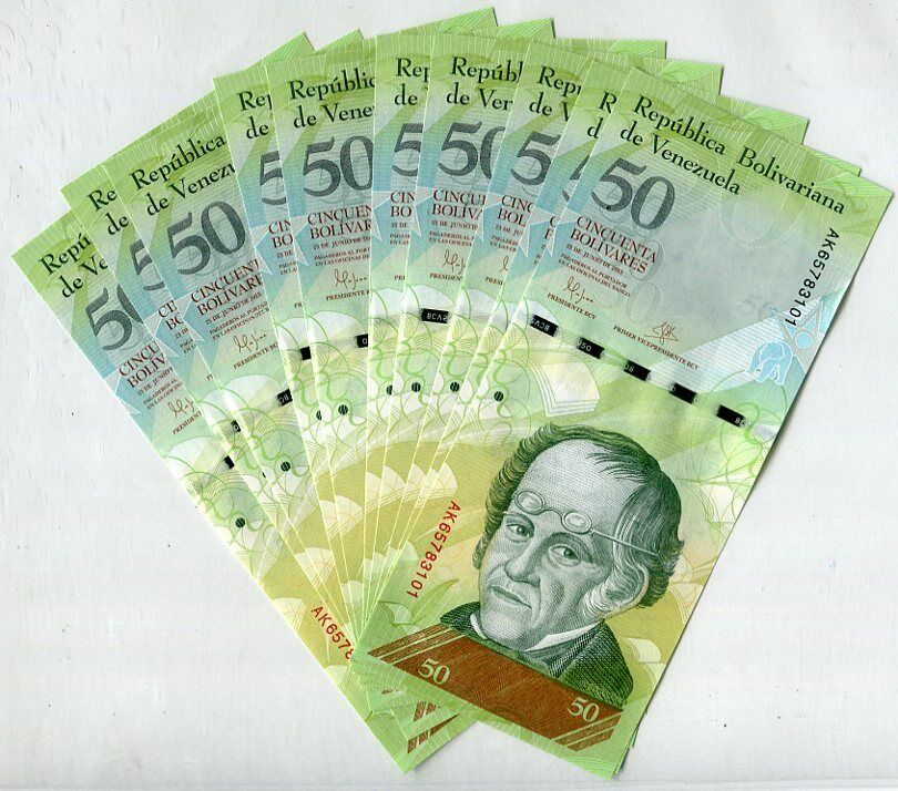 Venezuela 50 Bolivares 2015 P 92 AUnc LOT 10 PCS 1/10 BUNDLE