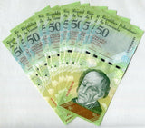 Venezuela 50 Bolivares 2015 P 92 AUnc LOT 10 PCS 1/10 BUNDLE