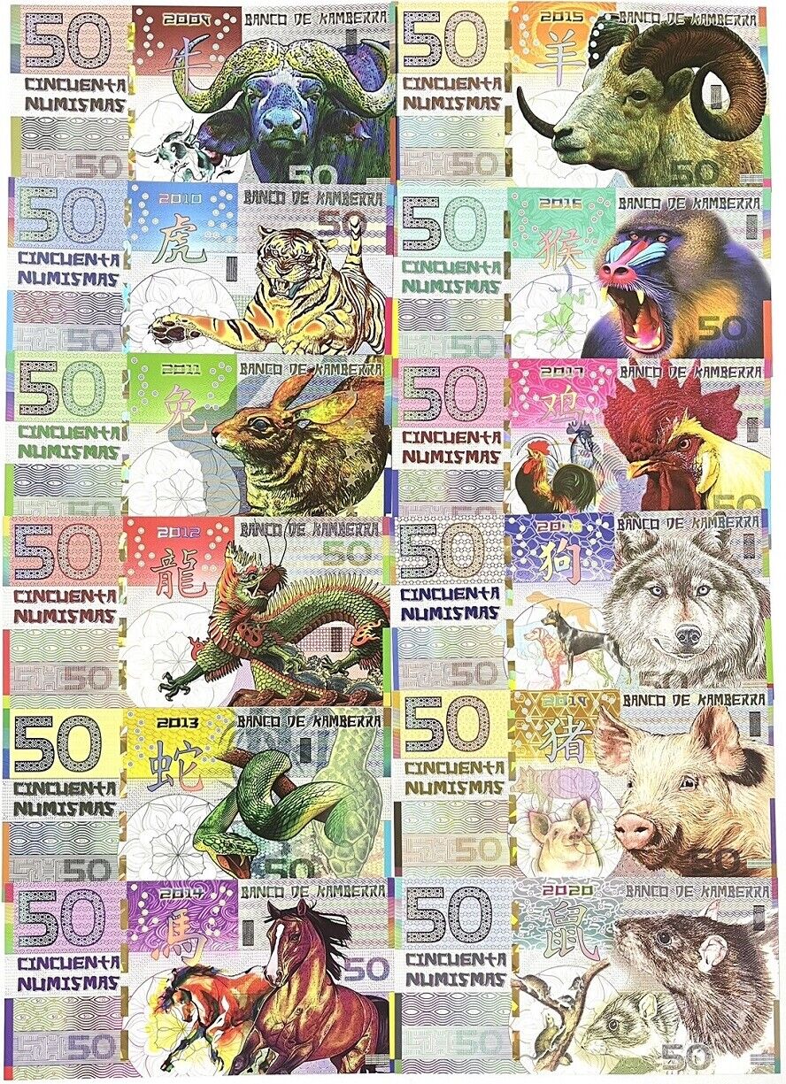 Kamberra Set 12 Polymer 2009-2020 Chinese Zodiac Lunar Calendar