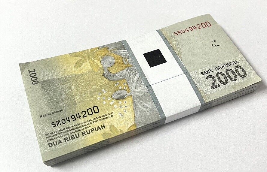 Indonesia 2000 Rupiah 2016/2020 P 155 UNC LOT 100 PCS 1 Bundle