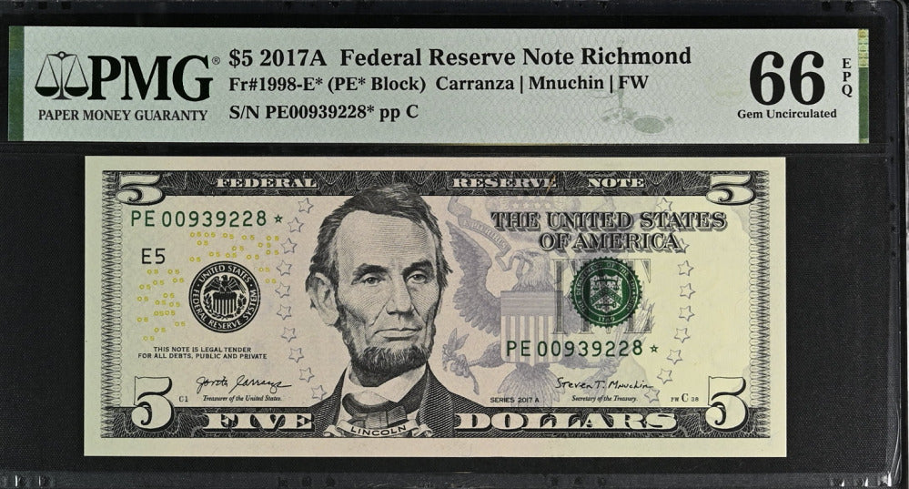 United States 5 Dollars USA 2017A P 545A E Richmond Gem UNC PMG 66 EPQ