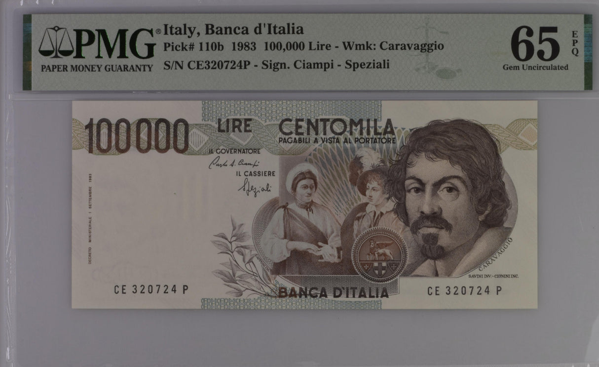 Italy 100000 Lire 1983 P 110 b GEM UNC PMG 65 EPQ