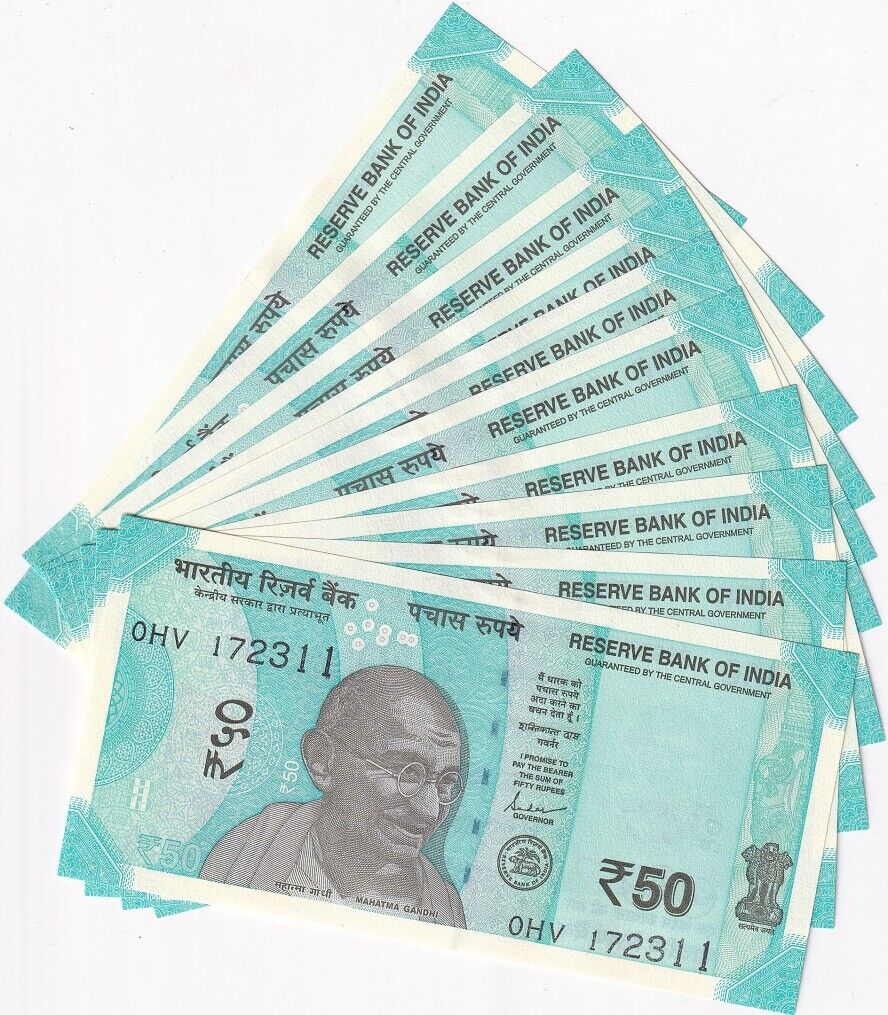 India 50 Rupees 2022 P 111 LOT 25 UNC 1/4 Bundle
