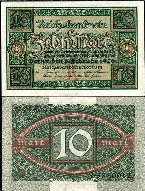 Germany 10 Mark 1920 P 67 XF