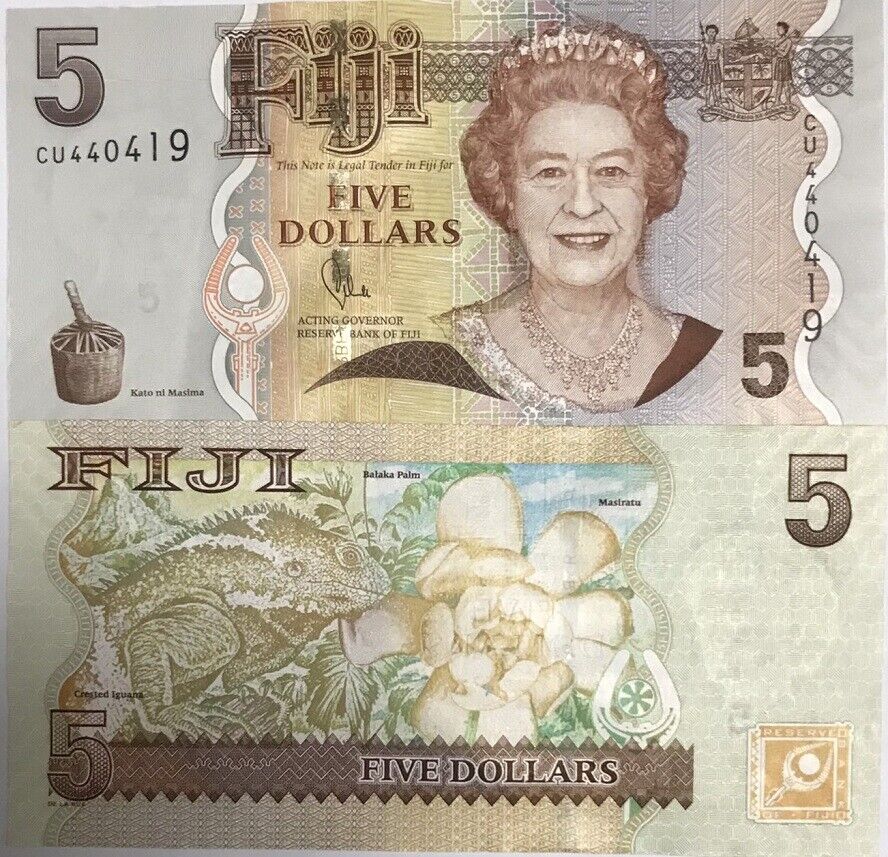 Fiji 5 Dollars ND 2012 P 110 b UNC