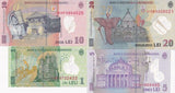 Romania Set 4 PCS 1 5 10 20 Lei 2018-2023 P 117 118 119 119Aa Polymer UNC