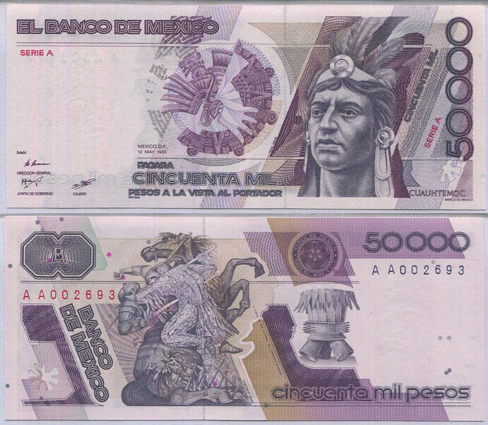 Mexico 50000 Pesos 1986 P 93 a UNC
