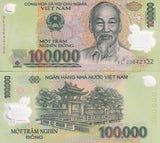 Vietnam 100000 Dong Mixed Year Polymer P 122 UNC LOT 5 PCS