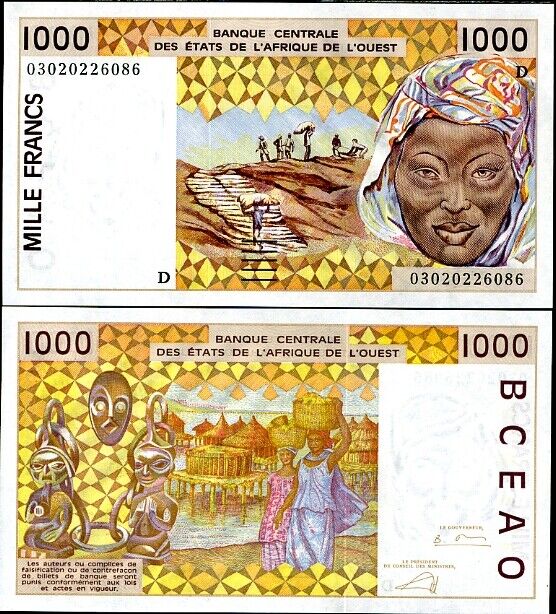 Mali West African States 1000 Francs 2003 P 411 Dm UNC