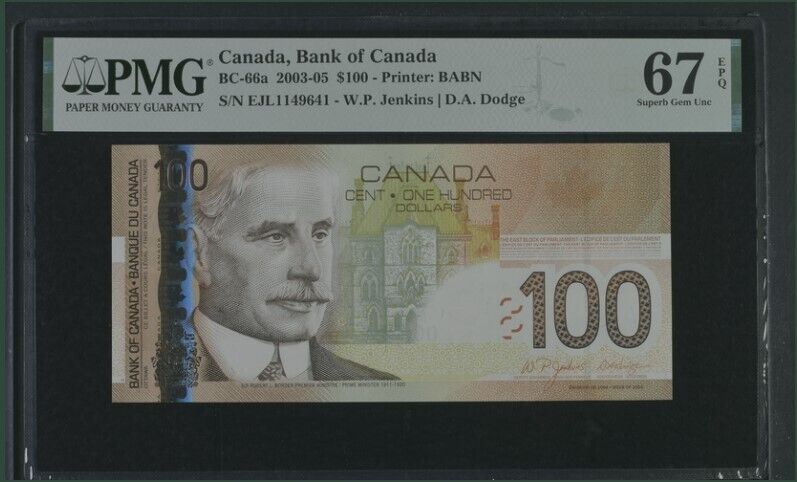 Canada 100 Dollars 2004/2006 P 105 C Superb Gem UNC PMG 67 EPQ