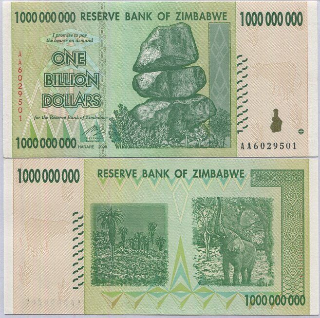 Zimbabwe 1 Billion Dollars 2008 P 83 AUnc