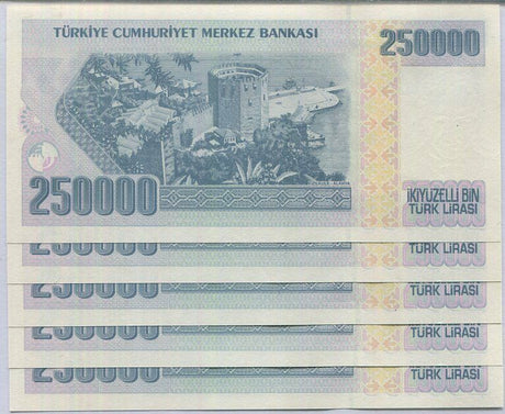 Turkey 250000 Lirasi 1970 ND 1998 P 211 UNC Lot 5 PCS