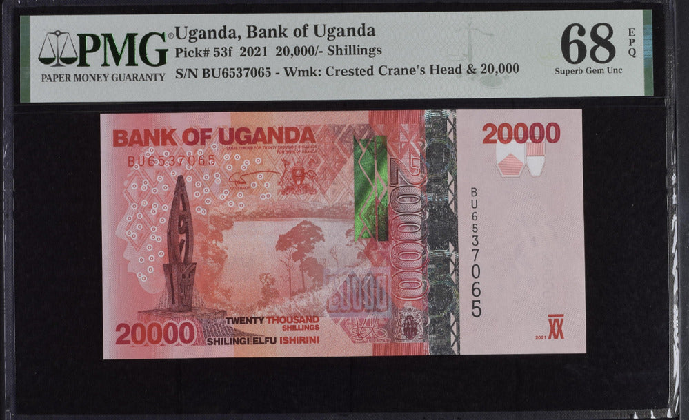 Uganda 20000 Shillings 2021 P 53 f Superb Gem UNC PMG 68 EPQ