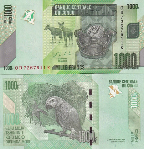 Congo 1000 Francs 2013 P 101 b UNC LOT 5 PCS