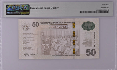 Suriname 50 Dollars 2012 P 167 Comm. Superb Gem UNC PMG 69 EPQ Top Pop