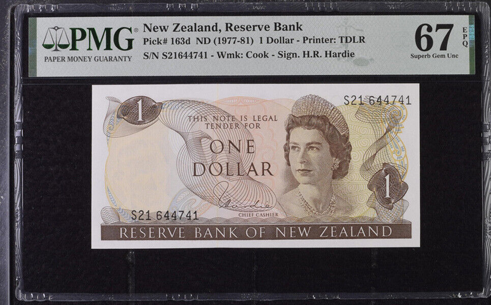 New Zealand 1 Dollar ND 1977/1981 P 163 d Superb Gem UNC PMG 67 EPQ