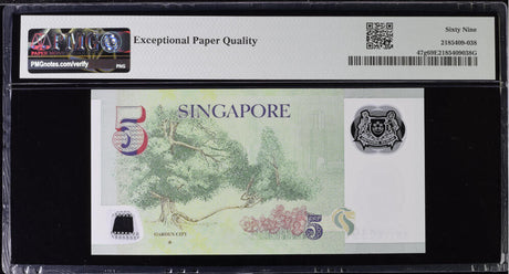 Singapore 5 Dollars ND 2020 P 47 g Superb Gem UNC PMG 69 EPQ