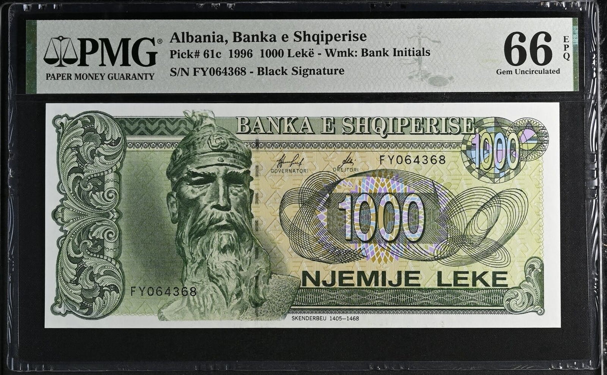 Albania 1000 Leke 1996 P 61 c Gem UNC PMG 66 EPQ