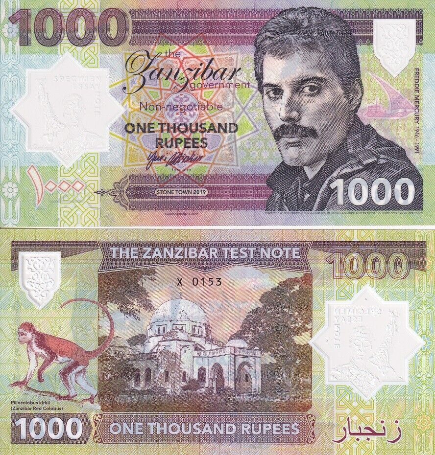 Zanzibar Tanzania 1000 Rupees 2019 Private Fantasy Polymer Freddie Mercury