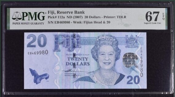 Fiji 20 Dollars ND 2007 P 112 a Superb Gem UNC PMG 67 EPQ