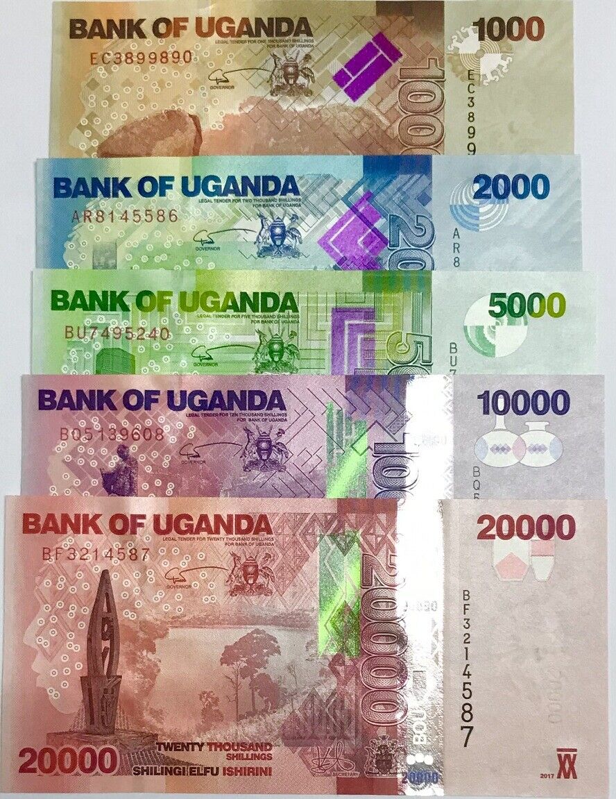 Uganda Set 5 Pcs 1000 2000 5000 10000 20000 Shillings 2010-2017 P 49 50 - 53 UNC