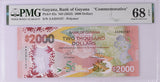 Guyana 2000 Dollars ND 2022 P 42 a Comm. Polymer Superb Gem UNC PMG 68 EPQ