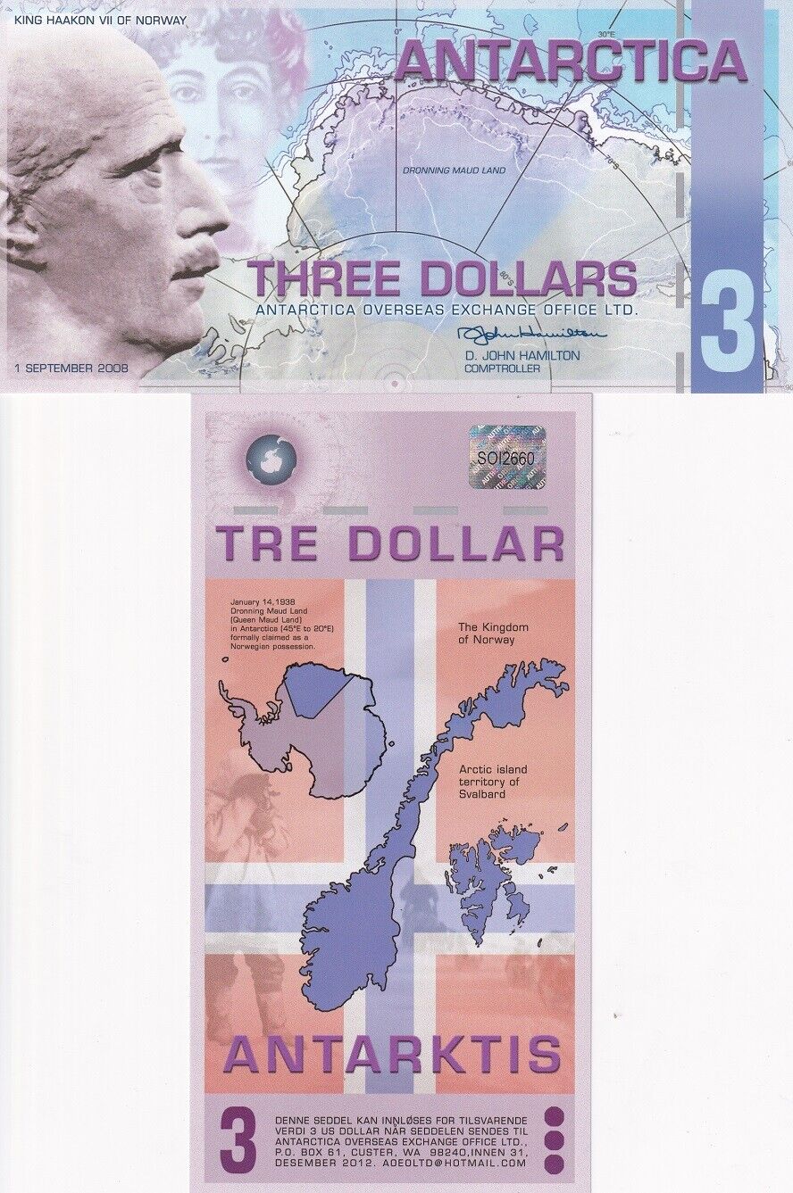 Antarctica 3 Dollars 2008 Polymer UNC