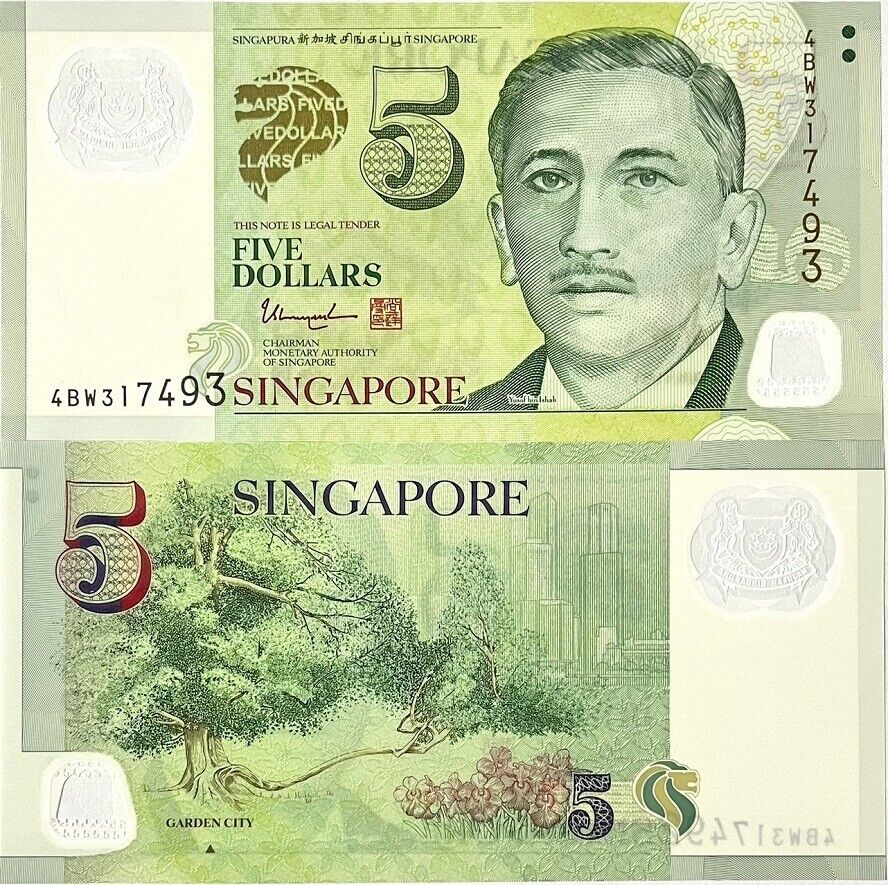 Singapore 5 Dollars ND 2014 P 47 d Polymer With 1 Triangle UNC