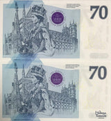 SET 2 PCS OF Great Britain 70 Pounds ND 2022 P NEW FANTASY QEII