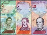 Venezuela Set 3 PCS 2 5 10 BOLIVARES 2018 P 101 102 103 UNC