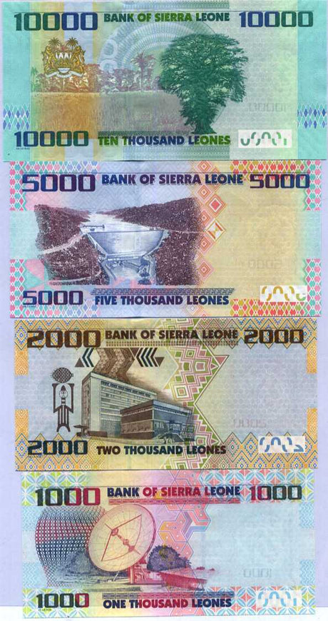 SIERRA LEONE SET 4 UNC 1000 2000 5000 10000 LEONE 2010 2015 P 30 31 32 33