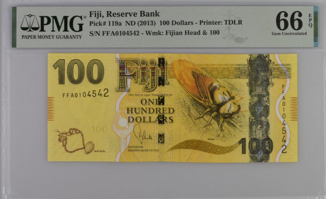 Fiji 100 Dollars ND 2013 P 119 a Superb Gem UNC PMG 66 EPQ